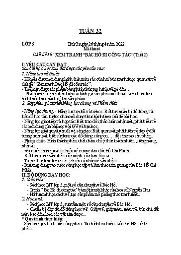 Kế hoạch bài học môn Mĩ thuật Lớp 1-5 - Tuần 32 - Năm học 2021-2022 - Trần Thị Tố Hoa