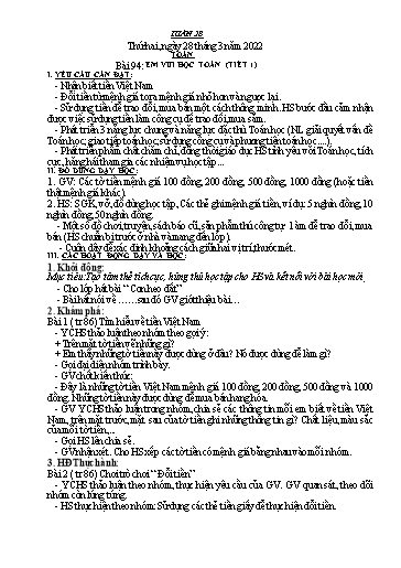 Kế hoạch bài học môn Toán + Tiếng Việt Lớp 2 - Tuần 28 - Năm học 2021-2022 - Đinh Thị Thể
