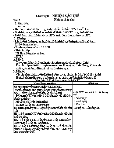 Kế hoạch bài học Sinh học 9 - Chương 2: Nhiễm sắc thể - Tiết 7+8 - Năm học 2022-2023 - Trường THCS Trần Kim Xuyến