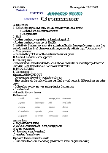 Kế hoạch bài học Tiếng Anh 6 - Tuần 17, Unit 5: Around town, Lesson 2.2 - Năm học 2022-2023 - Trường THCS Trần Kim Xuyến