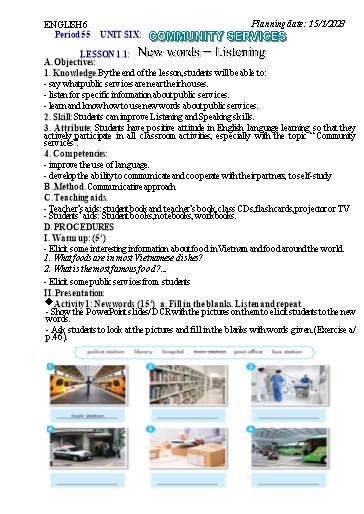 Kế hoạch bài học Tiếng Anh 6 - Tuần 19, Unit 6: Review - Năm học 2022-2023 - Trường THCS Trần Kim Xuyến