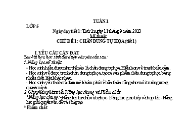 Kế hoạch dạy học môn Mĩ thuật Lớp 1-5 - Tuần 1 - Năm học 2023-2024 - Trần Thị Tố Hoa