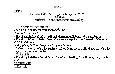 Kế hoạch dạy học môn Mĩ thuật Lớp 1-5 - Tuần 2 - Năm học 2022-2023 - Trần Thị Tố Hoa