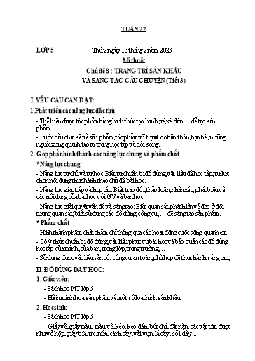 Kế hoạch dạy học môn Mĩ thuật Lớp 1-5 - Tuần 22 - Năm học 2022-2023 - Trần Thị Tố Hoa