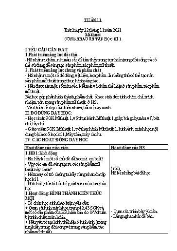 Kế hoạch dạy học môn Mĩ thuật Lớp 3+5 - Tuần 11 - Năm học 2021-2022 - Trần Thị Tố Hoa