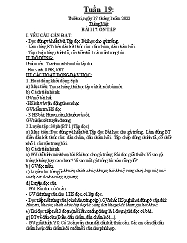 Kế hoạch dạy học môn Toán + Tiếng Việt 1 - Tuần 19 - Năm học 2021-2022 - Trần Thị Hoài Nam