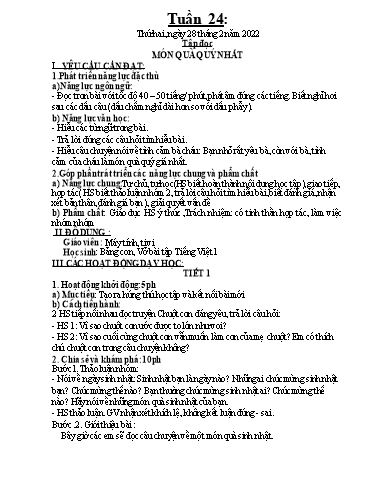 Kế hoạch dạy học môn Toán + Tiếng Việt 1 - Tuần 24 - Năm học 2021-2022 - Trần Thị Hoài Nam