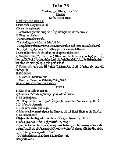 Kế hoạch dạy học môn Toán + Tiếng Việt 1 - Tuần 25 - Năm học 2021-2022 - Trần Thị Hoài Nam