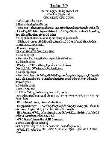 Kế hoạch dạy học môn Toán + Tiếng Việt 1 - Tuần 27 - Năm học 2021-2022 - Trần Thị Hoài Nam