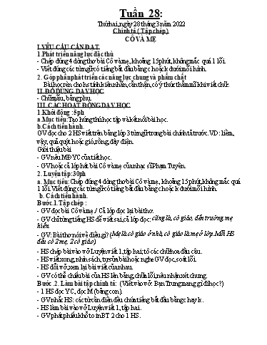 Kế hoạch dạy học môn Toán + Tiếng Việt 1 - Tuần 28 - Năm học 2021-2022 - Trần Thị Hoài Nam