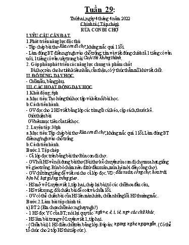Kế hoạch dạy học môn Toán + Tiếng Việt 1 - Tuần 29 - Năm học 2021-2022 - Trần Thị Hoài Nam