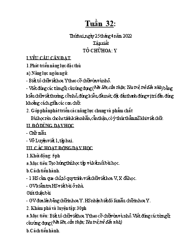 Kế hoạch dạy học môn Toán + Tiếng Việt 1 - Tuần 32 - Năm học 2021-2022 - Trần Thị Hoài Nam